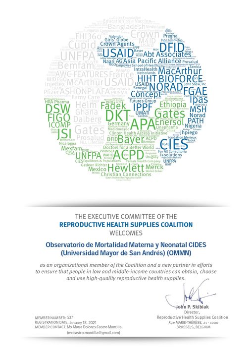 Certificación a OMMN CIDES UMSA como miembro pleno de la Coalición Internacional   RHSC