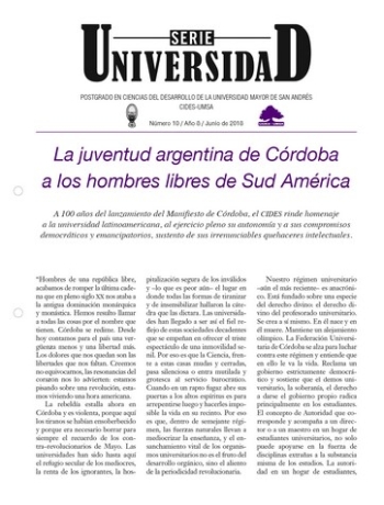 LA JUVENTUD ARGENTINA DE CÓRDOBA A LOS HOMBRES LIBRES DE SUD AMÉRICA