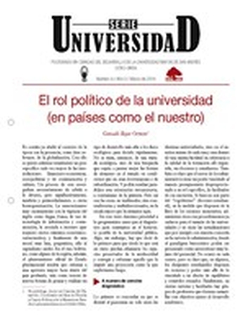 EL ROL POLÍTICO DE LA UNIVERSIDAD  (EN PAÍSES COMO EL NUESTRO)